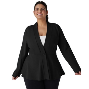 NWT❗️HALARA Size LARGE Sculpt knit Black V neck Single Button Blazer